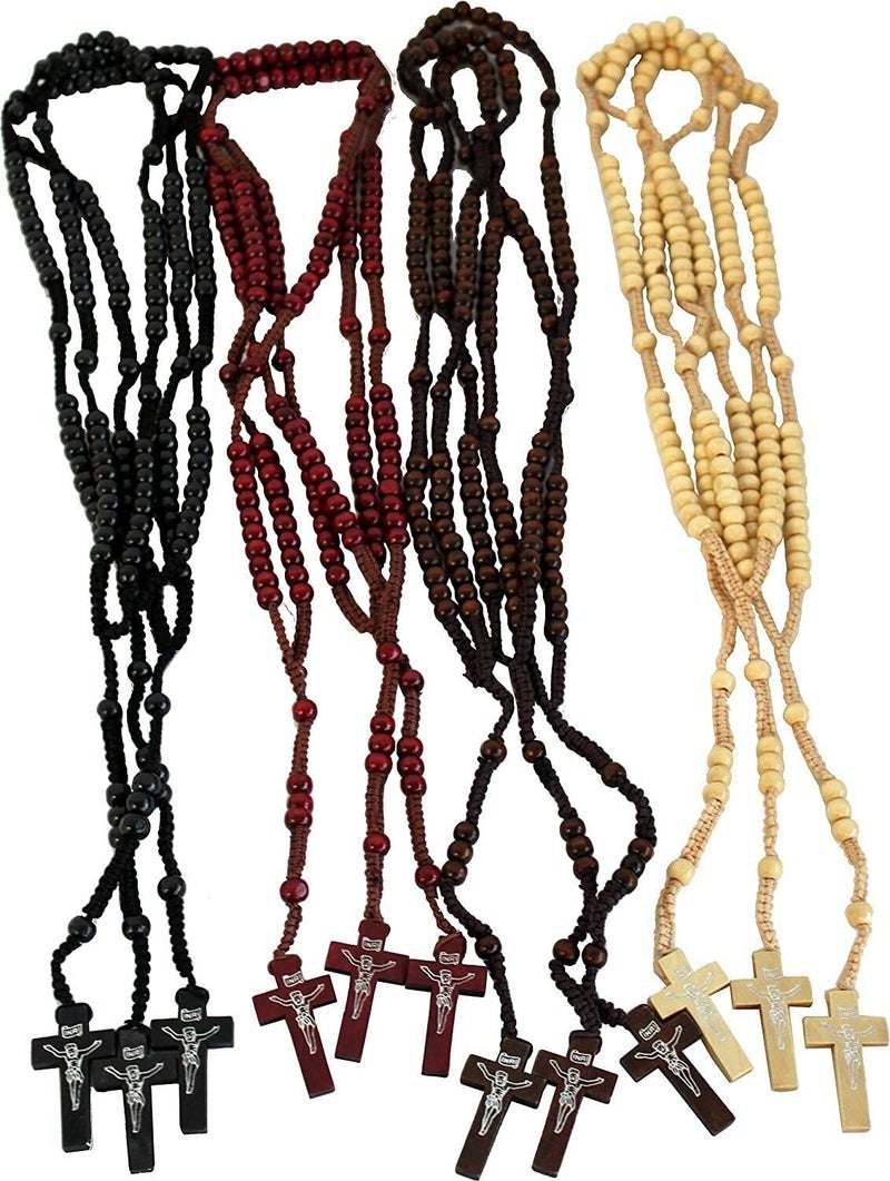 CLGIFT 30pcs mix lot full long rosary necklace Religious catholic Crucifix cross wholesale lot - Image 3